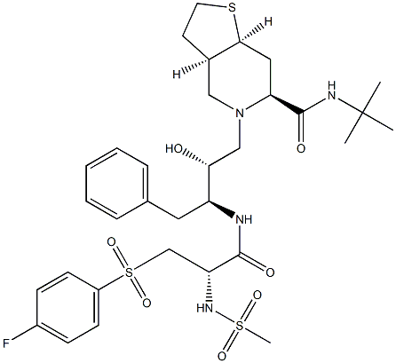 Thieno[3,2-c]pyridine-6-carboxamide, N-(1,1-dimethylethyl)-5-[3-[[3-[( 4-fluorophenyl)sulfonyl]-2-[(methylsulfonyl)amino]-1-oxopropyl]amino]- 2-hydroxy-4-phenylbutyl]octahydro-, [3aR-[3aa,5[2R*,3S*(S*)],6b,7aa]]-