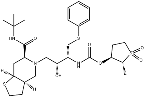 5-[3(R)-[[(2(R)-trans-Methyl-1,1-dioxotetrahydro-3(S)-thienyloxy)carbo nyl]amino]-4-(phenylthio)-2(R)-hydroxybutyl]-N-(1,1-dimethylethyl)octa hydrothieno[3,2-c]pyridine-6(R)-carboxamide
