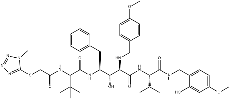 (2R,3S,4S)-N-[4-[3-hydroxy-2-(4-methoxybenzylamino)[[N-[(1-methyl-1,3, 4,5-tetrazol-2-thiaocetyl)tert.leucinyl]amino]-5-phenylpentanoyl]valin e 2-hydroxy-4-methoxy-benzylamide