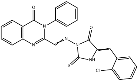 4(3H)-Quinazolinone, 2-(((4-((2-chlorophenyl)methylene)-5-oxo-2-thioxo -1-imidazolidinyl)imino)methyl)-3-phenyl-