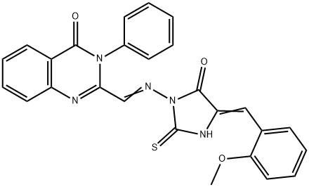 4(3H)-Quinazolinone, 2-(((4-((2-methoxyphenyl)methylene)-5-oxo-2-thiox o-1-imidazolidinyl)imino)methyl)-3-phenyl-