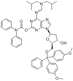 N6-(DIISOBUTYLAMINOMETHYLIDENE)-5||-||-O-(DIMETHOXYTRITYL)-O2-(DIPHENYLCARBAMOYL )-2||-||-DEOXYISOGUANOSINE