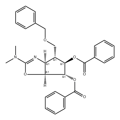 4H-Cyclopentoxazole-5,6-diol, 2-(dimethylamino)-3a,5,6,6a-tetrahydro-4-(phenylmethoxy)methyl-, dibenzoate (ester), 3aS-(3a.alpha.,4.alpha.,5.beta.,6.alpha.,6a.alpha.)-