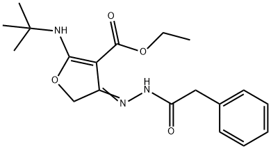 3-Furancarboxylic  acid,  2-[(1,1-dimethylethyl)amino]-4,5-dihydro-4-[(phenylacetyl)hydrazono]-,  ethyl  ester  (9CI)