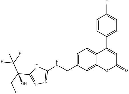 4-(4-氟苯基)-7-[[[5-[(1S)-1-羟基-1-(三氟甲基)丙基]-1,3,4-恶二唑-2-基]氨基]甲基]-2H-1-苯并吡喃-2-酮