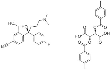 4-[(1S)-4-二甲胺基-1-对氟苯基-1-羟基丁基]-3-(羟甲基)苯腈 D-(+)-二对甲基苯甲酰酒石酸盐 (2:1)