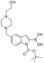 1H-Indole-1-carboxylic acid, 2-borono-5-[[4-(2-hydroxyethyl)-1-piperazinyl]methyl]-, 1-(1,1-dimethylethyl) ester